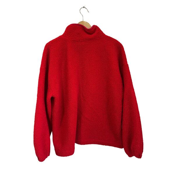 LOFT Red Fleece Pullover Cozy Casual Valentine Winter Top Size XL - Picture 2 of 8